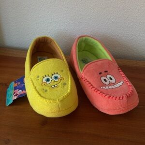 Sponge Bob SquarePants slippers pajamas house shoes yellow pink cozy kids size 5